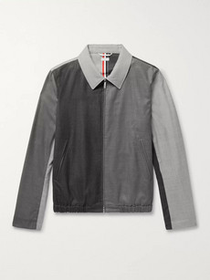 Thom Browne Slim-fit Colour-block Wool Blouson Jacket In Gray
