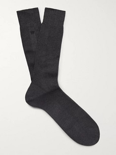 Tom Ford Ribbed Cotton Socks In Charcoal