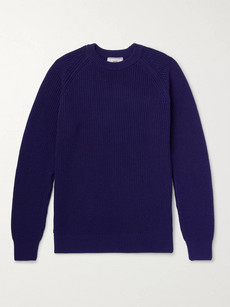 Ami Alexandre Mattiussi Ribbed Cotton Sweater In Grape