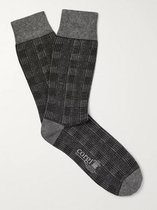 Kingsman + Corgi Checked Cotton-blend Socks In Gray