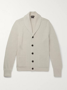 Ribbed Wool Cardigan In Light Gray 