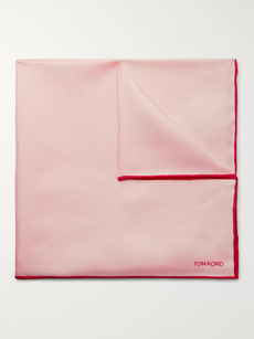 Tom Ford Contrast-tipped Silk-twill Pocket Square In Pink
