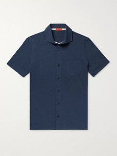 Isaia Cotton Shirt In Storm Blue