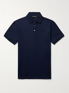 Alexander Mcqueen Slim-fit Cotton-piqué Polo Shirt In Midnight Blue