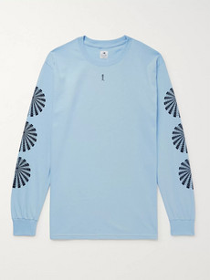 Sasquatchfabrix Printed Cotton-jersey T-shirt In Blue