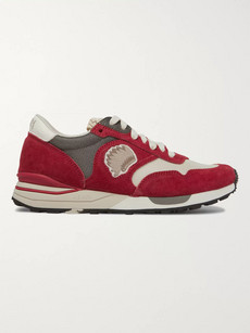 Visvim Roland Suede And Mesh Sneakers In Red