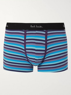 Paul Smith Striped Stretch-cotton Boxer Briefs In Navy