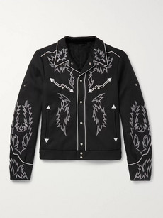 Takahiromiyashita The Soloist Embroidered Twill Western Blouson Jacket In Black