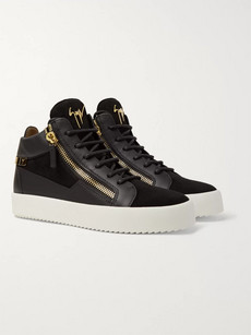 Giuseppe Zanotti Leather And Suede High-top Sneakers - Black