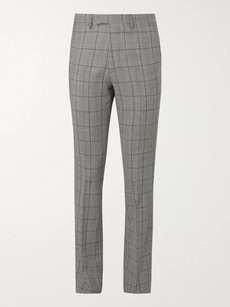 RAF SIMONS SLIM-FIT PRINCE OF WALES CHECKED VIRGIN WOOL AND MOHAIR-BLEND TROUSERS