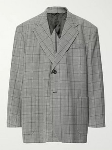Raf Simons Grey Oversized Prince Of Wales Checked Virgin Wool And Mohair-blend Blazer In Gray