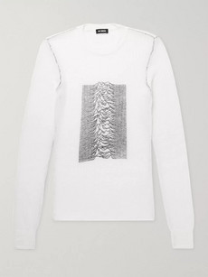 Raf Simons Slim-fit Printed Ribbed-knit Sweater - White