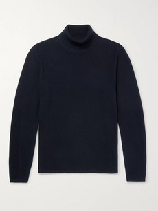 Folk Cotton-blend Piqué Rollneck Sweater - Navy