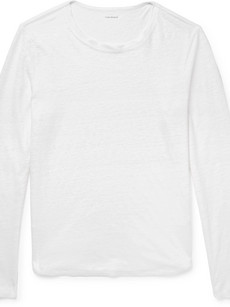 Club Monaco Slub Linen T-shirt In White