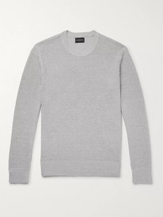 Club Monaco Slim-fit Textured Inen And Cotton-blend Sweater - Gray
