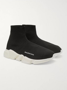 Balenciaga Speed Sock Stretch-knit Sneakers In Black