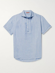 Barena Venezia Striped Linen Polo Shirt In Blue