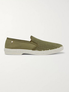 RIVIERAS COTTON-MESH AND CANVAS ESPADRILLES - ARMY GREEN