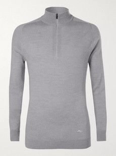 Kjus Kulm Slim-fit Merino Wool Half-zip Golf Sweater In Gray