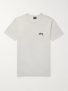 Stussy Printed Cotton-jersey T-shirt In Light Gray