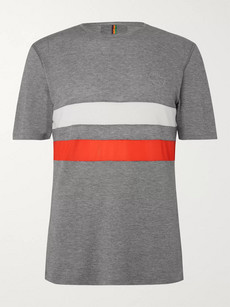 Iffley Road Cambrian Logo-embroidered Striped Drirelease Piqué T-shirt In Gray