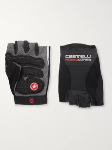 Castelli Rosso Corsa Pavé Microsuede-trimmed Mesh Cycling Gloves In Black