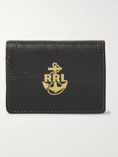 Rrl Printed Textured-leather Bifold Cardholder In Black
