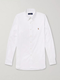Polo Ralph Lauren Button-down Collar Cotton-piqué Shirt In White