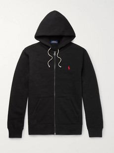 Polo Ralph Lauren Jersey Zip-up Hoodie In Black
