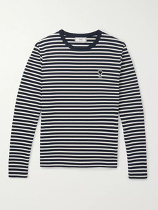 Ami Alexandre Mattiussi Striped Cotton-jersey T-shirt In Navy