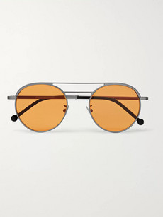Cutler And Gross Aviator-style Silver-tone Sunglasses In Orange