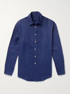 Anderson & Sheppard Linen Shirt In Blue