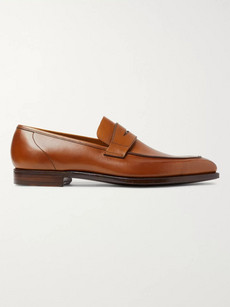 George Cleverley George Burnished-leather Penny Loafers In Tan