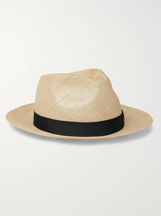 Anderson & Sheppard Grosgrain-trimmed Sisal Hat In Sand