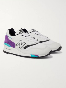 NEW BALANCE 997V1 SUEDE-TRIMMED LEATHER AND MESH SNEAKERS