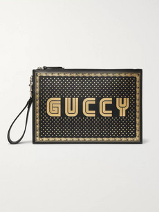 GUCCI PRINTED LEATHER POUCH