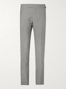 Kingsman Harry's Grey Puppytooth Wool And Linen-blend Suit Trousers In Gray