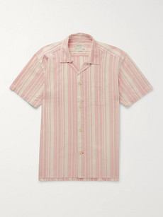 Oliver Spencer Loungewear Farrow Striped Organic Cotton Pyjama Shirt - Pink