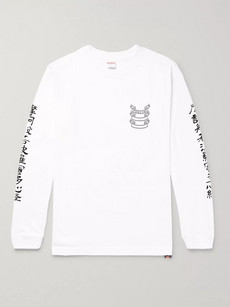 Blackmeans Slim-fit Printed Cotton-jersey T-shirt - White