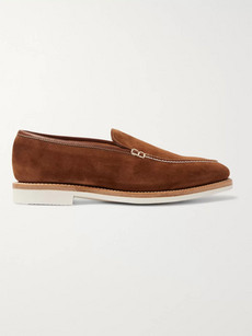 George Cleverley Riviera Suede Loafers In Brown