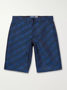 Blue Blue Japan Slim-fit Satin-jacquard Shorts - Blue