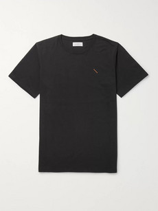 SATURDAYS SURF NYC EMBROIDERED COTTON-JERSEY T-SHIRT - BLACK