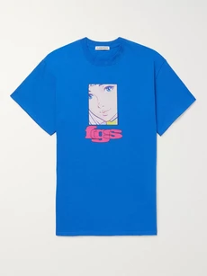 Flagstuff Printed Cotton-jersey T-shirt In Blue