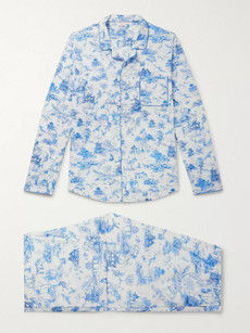 Derek Rose Ledbury 11 Printed Cotton Pyjama Set In Blue