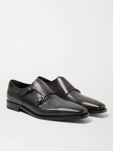 Berluti Cap-toe Polished-leather Monk-strap Shoes In Black