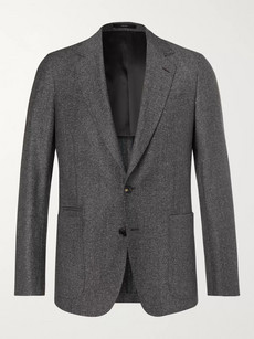 Paul Smith Dark-grey Soho Slim-fit Mélange Wool And Silk-blend Suit Jacket In Gray