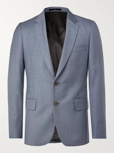 Paul Smith Blue Soho Slim-fit Wool-sharkskin Suit Jacket