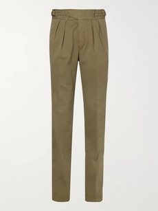 Rubinacci Manny Tapered Pleated Stretch In Brown