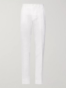 Rubinacci Luca Slim-fit Slub Linen Trousers In White
