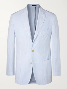 Rubinacci Light-blue Striped Cotton-seersucker Blazer | ModeSens